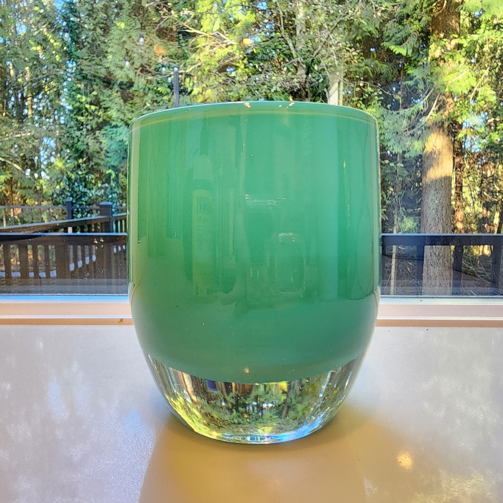 Pre Triskelion Glassybaby Handblown Glass Strength teal color